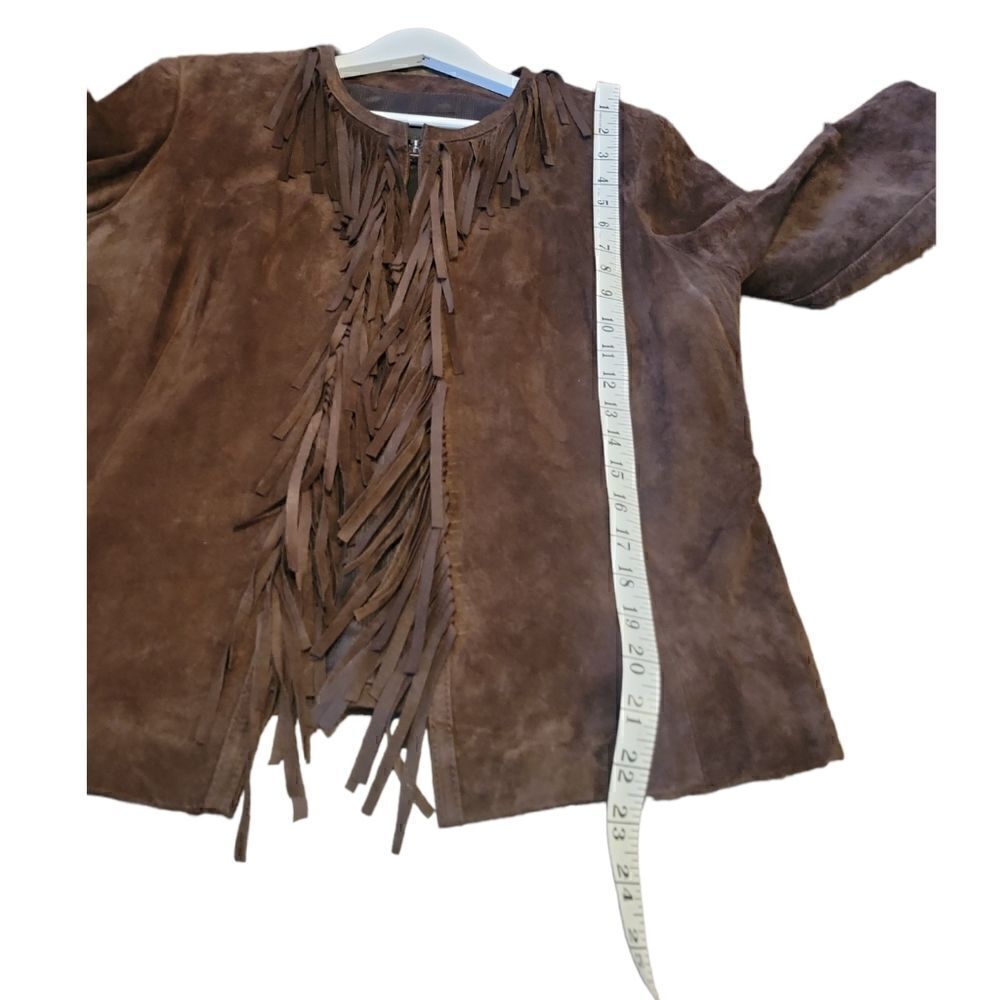 Vintage Adler Collection Brown Suede Leather Fringe Jacket Western Style L - Picture 9 of 14